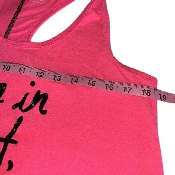 Athletic Works Pink Racerback Tank Top XL 16-18 "When In Doubt Work It Out" Poly - Picture 8 of 9